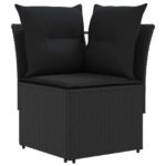 Furniture Sets with Pillow 7 pcs Black PE Rattan