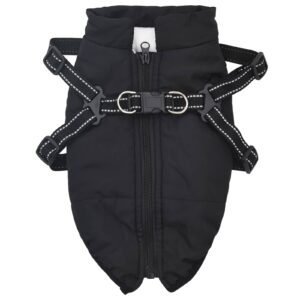 Dog Coat Black L28 Fleece and Polyester