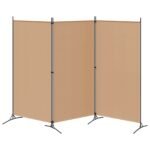 3-Panel Room Divider Beige 260 x 180 cm Fabric