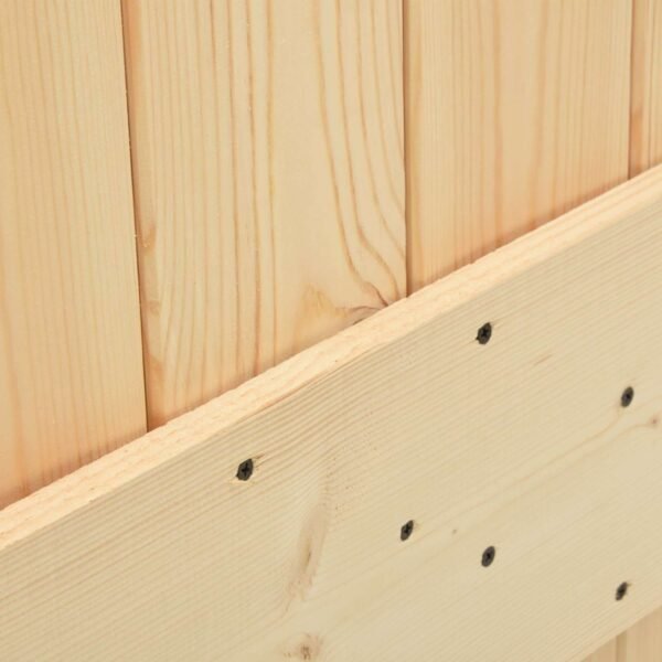 Sliding Door Natural and Black 90 x 210 cm Solid Pine Wood