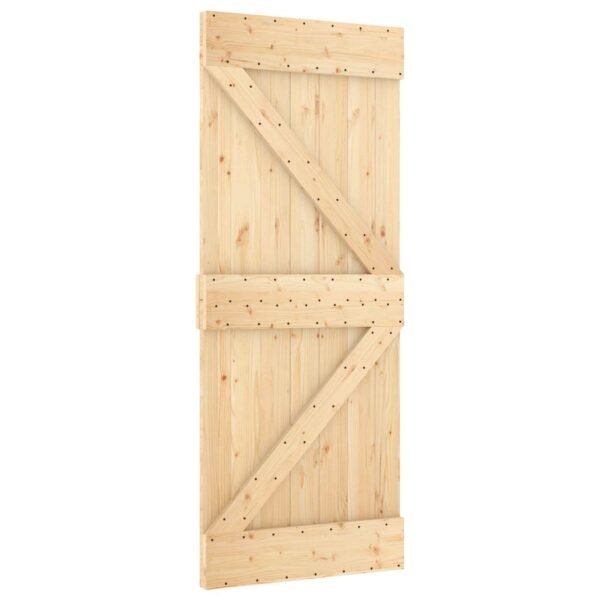 Sliding Door Natural and Black 85 x 210 cm Solid Pine Wood