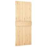 Sliding Door Natural and Black 85 x 210 cm Solid Pine Wood