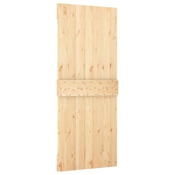 Sliding Door Natural and Black 85 x 210 cm Solid Pine Wood