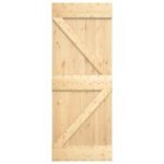 Sliding Door Natural and Black 85 x 210 cm Solid Pine Wood