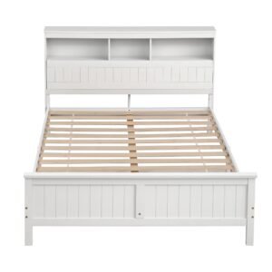 Artiss Queen Bed Frame with Storage Headboard and Footboard Wooden Bed Base White