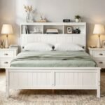 Artiss Queen Bed Frame with Storage Headboard and Footboard Wooden Bed Base White